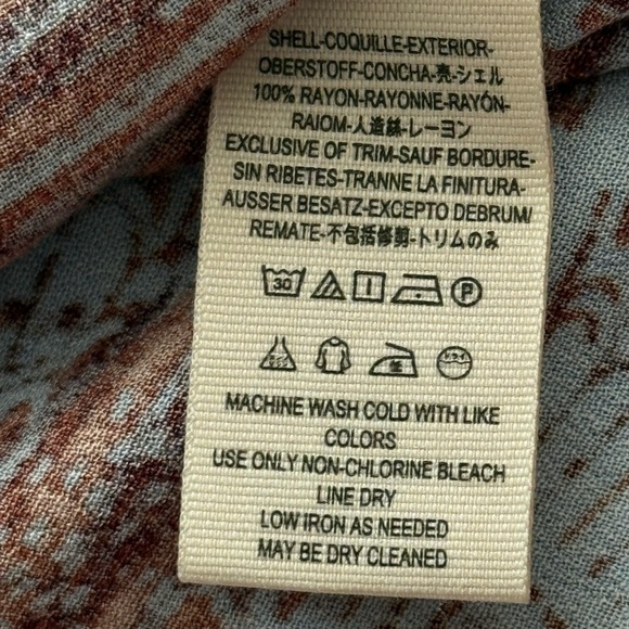 Free People Birds of a Feather blouse boho top terracotta  blue size Xs - Picture 13 of 13